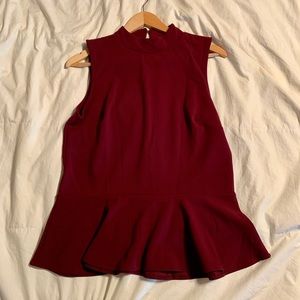Banana Republic cranberry peplum mock neck top
